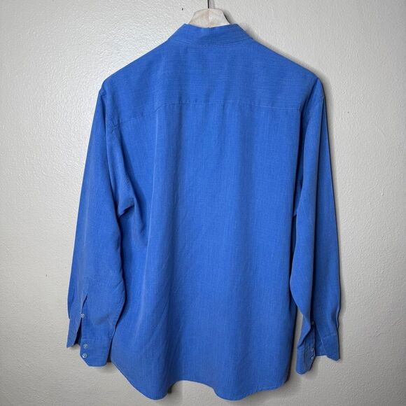 Bugatchi Uomo Shirt Mens Large Blue Button Up Long Sleeve Pocket Classic Casual - Picture 5 of 9